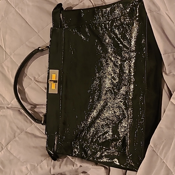 FENDI Bag. Fendi Vintage Black and Brown Pequin Crossbody/ 